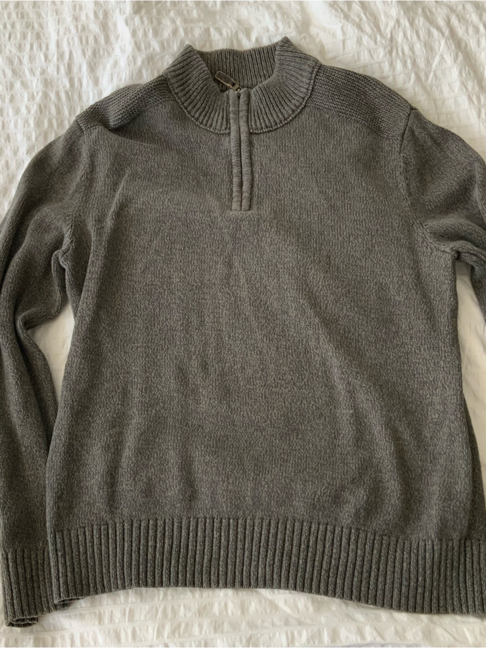 Eddie Bauer Men's Heather Gray Half-Zip Knit Sweater